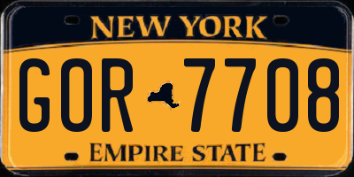 NY license plate GOR7708