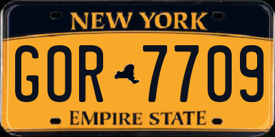NY license plate GOR7709