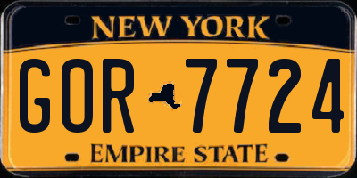 NY license plate GOR7724