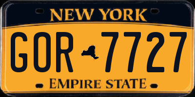 NY license plate GOR7727