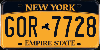 NY license plate GOR7728