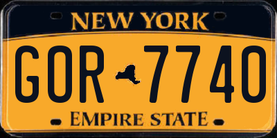 NY license plate GOR7740