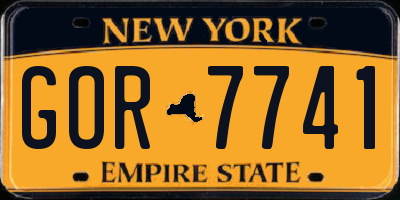 NY license plate GOR7741