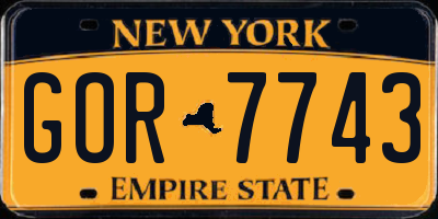 NY license plate GOR7743