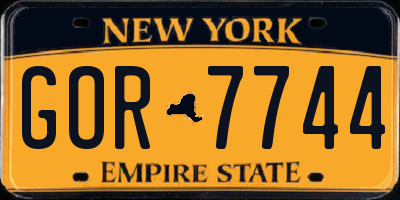 NY license plate GOR7744