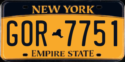 NY license plate GOR7751