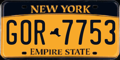 NY license plate GOR7753