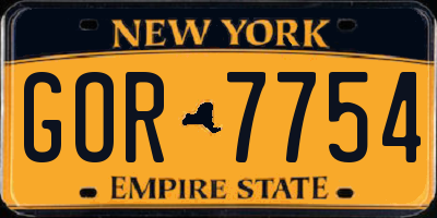 NY license plate GOR7754