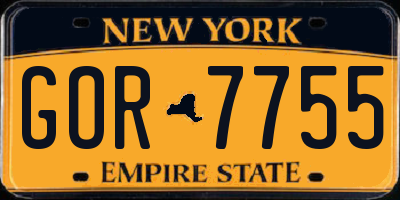 NY license plate GOR7755