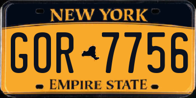 NY license plate GOR7756