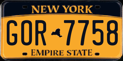 NY license plate GOR7758