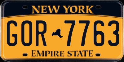 NY license plate GOR7763