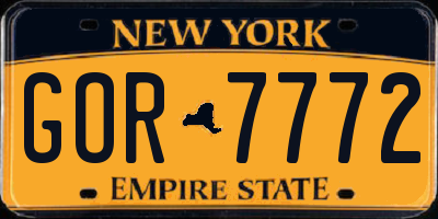 NY license plate GOR7772