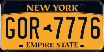 NY license plate GOR7776