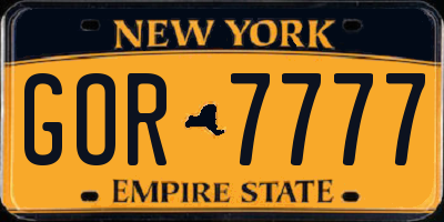 NY license plate GOR7777