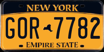 NY license plate GOR7782