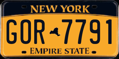 NY license plate GOR7791