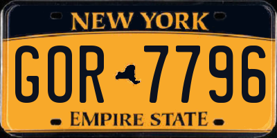 NY license plate GOR7796