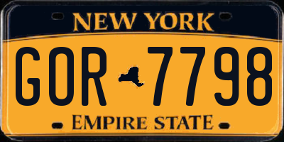 NY license plate GOR7798
