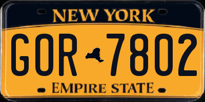 NY license plate GOR7802