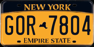 NY license plate GOR7804