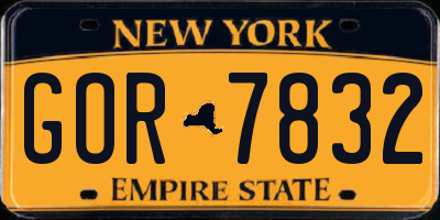 NY license plate GOR7832