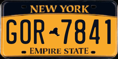 NY license plate GOR7841