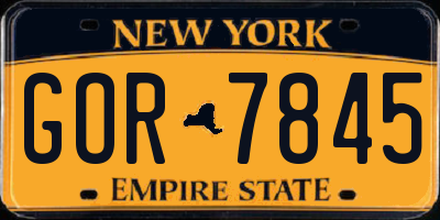 NY license plate GOR7845