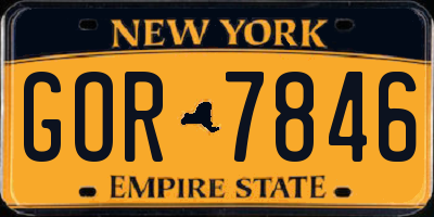 NY license plate GOR7846