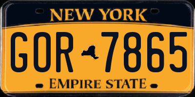 NY license plate GOR7865
