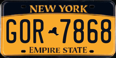 NY license plate GOR7868