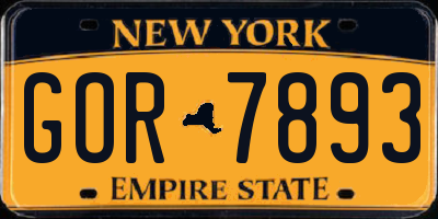 NY license plate GOR7893