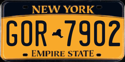 NY license plate GOR7902