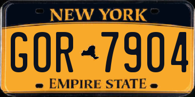 NY license plate GOR7904