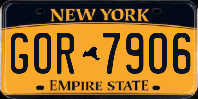 NY license plate GOR7906
