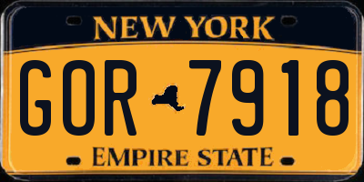 NY license plate GOR7918