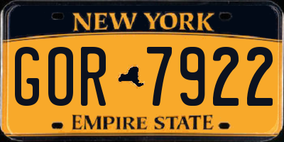 NY license plate GOR7922