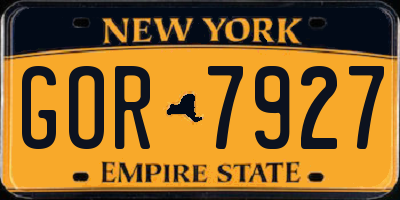 NY license plate GOR7927