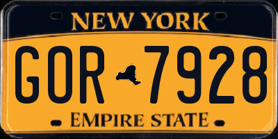 NY license plate GOR7928