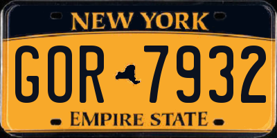 NY license plate GOR7932