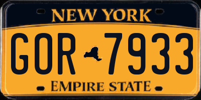 NY license plate GOR7933
