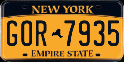 NY license plate GOR7935