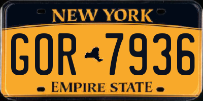 NY license plate GOR7936