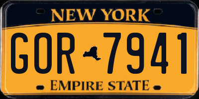 NY license plate GOR7941