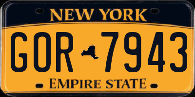 NY license plate GOR7943