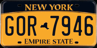 NY license plate GOR7946