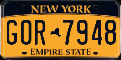NY license plate GOR7948