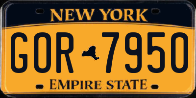 NY license plate GOR7950