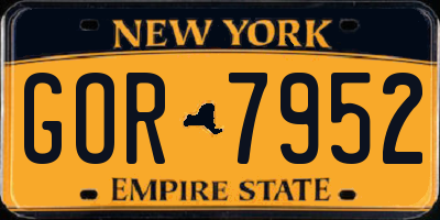 NY license plate GOR7952