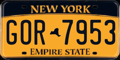 NY license plate GOR7953